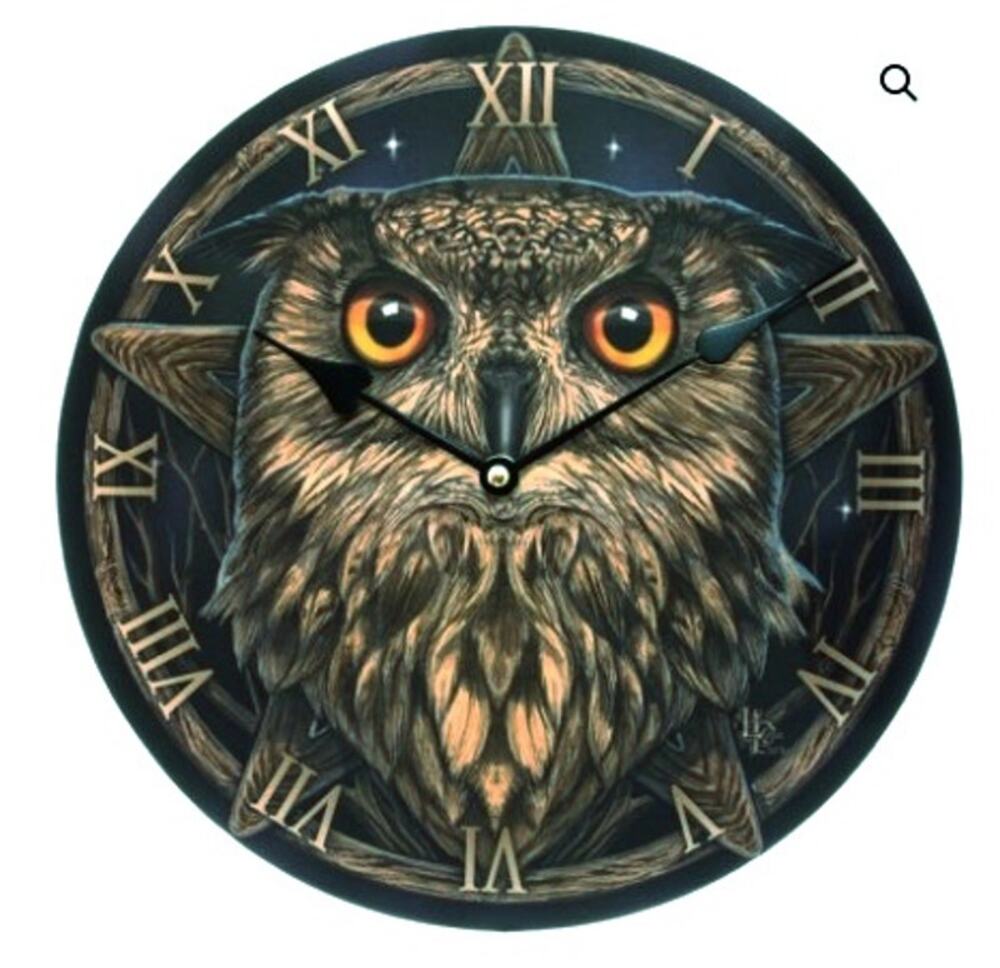 Lisa Parker Owl Clock - Steampunk theme, runs on AA Battery - 12" Across
